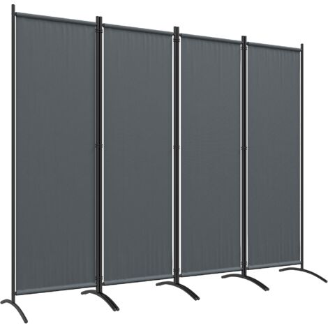 Mampara de jardín de 221 x 172 cm, compuesta por 4 paneles y equipada con patas anchas, en tejido de poliéster gris oscuro de 180 g/m².