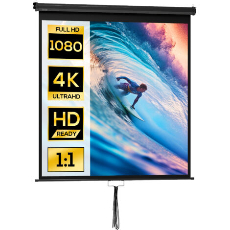 Pantalla de proyección de TV y cine en casa de 85 pulgadas, proyector de vídeo 4K HD 1:1, 146 cm de largo x 146 cm de alto. (1/5)