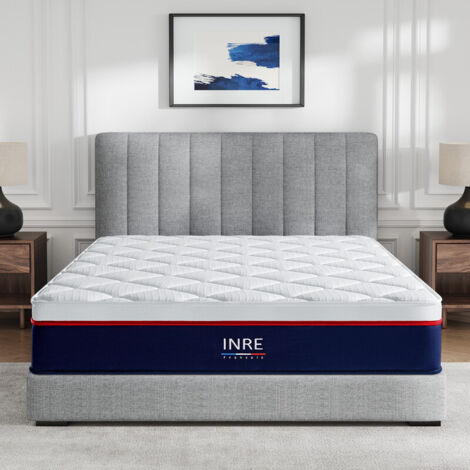 Matelas 140x200 cm INRE, Très Épais 30 cm, Mousse à Mémoire de Forme, 7 Zones Ergonomiques, Respirant, Anti-Bactérien, Anti-Acariens, Réversible à Deux Faces, Confort Optimal