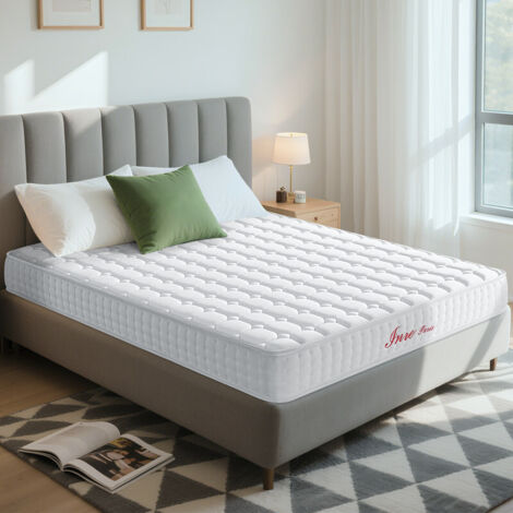 Matelas 160x200 cm INRE Mousse à Mémoire de Forme, Épaisseur 22cm, Confort Ferme, Réversible, 7 zones ergonomique