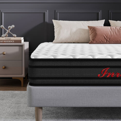 Matelas 140x200 cm INRE Très épais 25 cm Mousse mémoire de forme, Réversible Soutien Parfait, Hypoallergénique