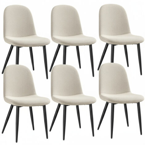 Lot de 6 Chaise de Salle à Manger en Velours,Pieds en métal - Dossier Assise rembourrée - Chaise pour cuisine salon café - 54x44x85 cm