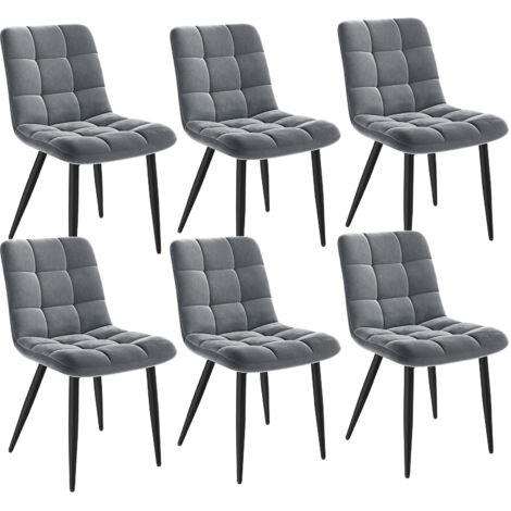Lot de 6 Chaises de salle à manger - Chaise pour cuisine salon café -Pieds en métal - Dossier Assise rembourrée - 44x54x85 cm