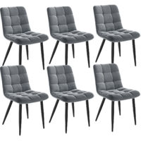 Lot de 6 Chaises de salle à manger - Chaise pour cuisine salon café -Pieds en métal - Dossier Assise rembourrée - 44x54x85 cm
