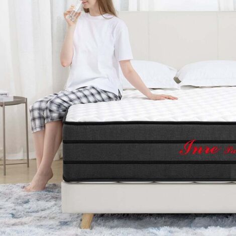 Materasso 140x190 cm INRE Memory foam molto spesso 25 cm, reversibile Supporto perfetto, anallergico