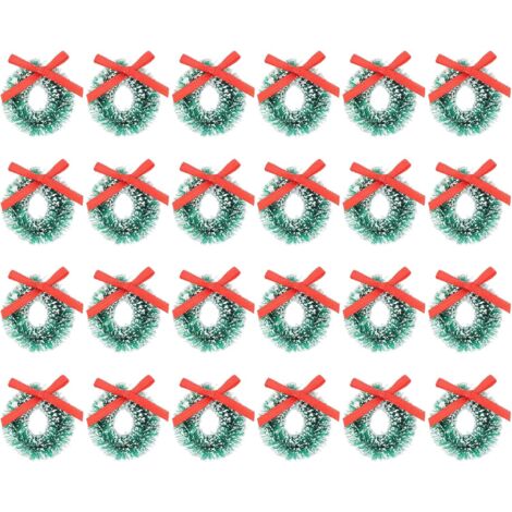 Lot de Mini Couronnes De NoëL 24pcs,Couronne De NoëL Miniature à Suspendre,Mini Guirlande De Noel,nes Miniatures,Convient pour La DéCoration De Maison De PoupéE d'arbre De , (1/4)