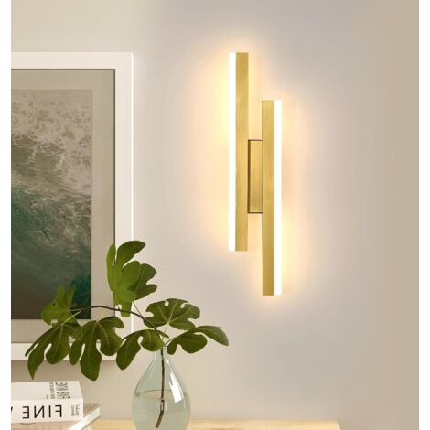 Applique Murale LED Moderne 16W en Or, Éclairage 3000K pour Chambre, Salon, Hôtel et Escalier, Luminaire d'Intérieur Élégant [Classe Énergétique E]