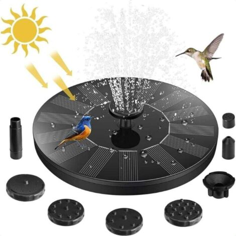 Fontana solare da giardino per esterni – Pompa da 1,5 W – 7 ugelli per abbeveratoi per uccelli – Altezza dell'acqua 30-50 cm – Decorazione per laghetti e patii