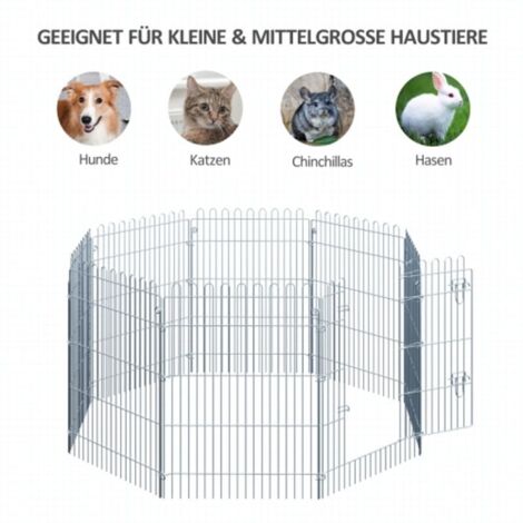 Freilaufgehege und Welpenzaun 8-teilig, Laufstall und Welpengitter Anpassbar für Hunde und Kleintiere, 63 x 91 cm (B x H) (1/4)