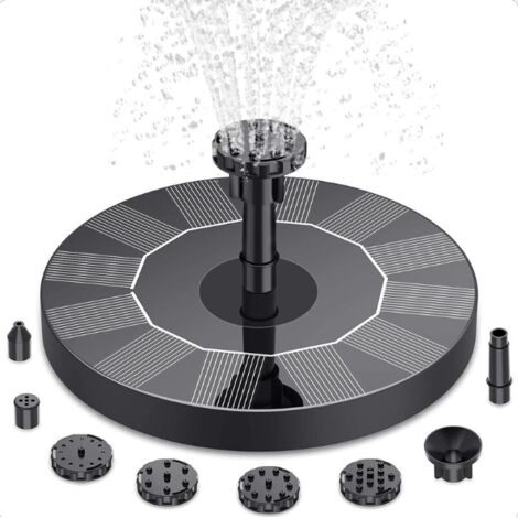 Fontana solare galleggiante per esterni con 6 ugelli – Altezza dell'acqua 30-40 cm – Pannello solare 6V 1.0W – Per giardini e laghetti