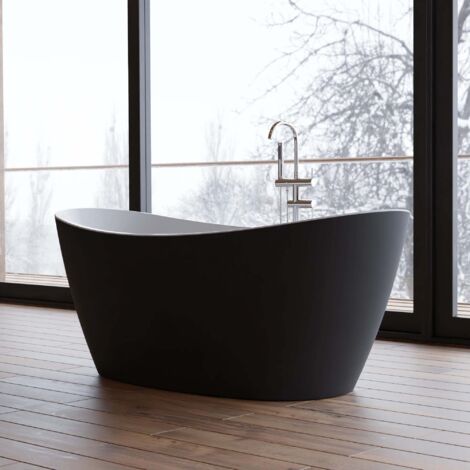 Freistehende Badewanne  Neroon 2.0 160 schwarz  160 x75 x67 cm, by SPALINA