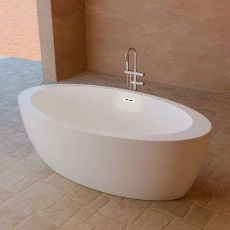 Freistehende Badewanne Pearl 180 weiß 180 x95 x58 cm, by SPALINA