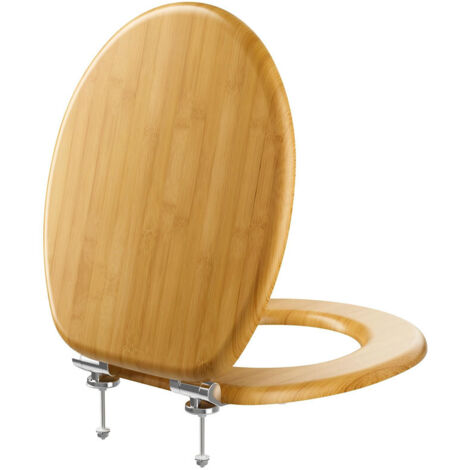 WC Sitz mit Absenkautomatik aus Holz, MEEJEE Toilettensitz MDF Antibakterieller O-Form Funktion Quick-Release