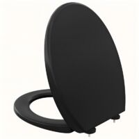 Schwarz WC Sitz mit Absenkautomatik, MEEJEE Toilettendeckel Duroplast O-Form Quick-Release Funktion (450375MM)