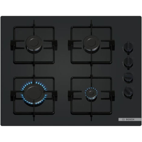 Piano cottura a gas - BOSCH Serie 2 - 4 fuochi - 52 x 59 x 5,4 cm - POP6B6K30 - Nero