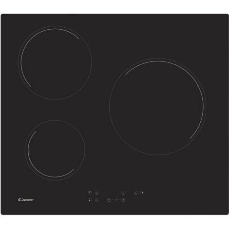 piano cottura in vetroceramica 60cm 3 fuochi 5500w nero - ch63ct - candy (1/2)