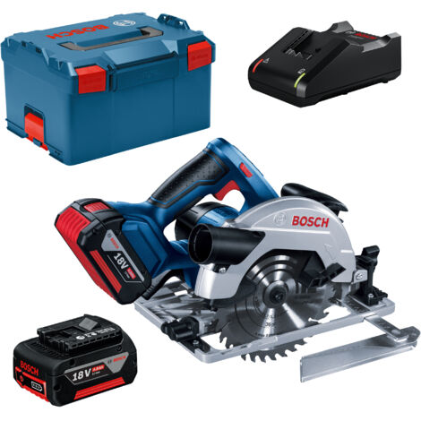 Seghetto circolare Bosch Professional GKS 18V-57 G + 2 batterie 4,0Ah + caricabatterie GAL 18V-40 + L-BOXX - 06016A2106