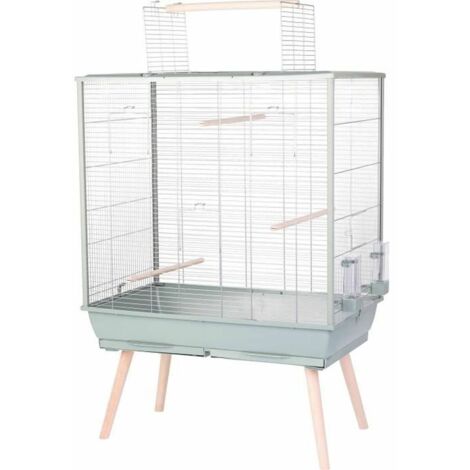 Gabbia grigliata elevata per uccelli Néolife - Per pappagallino, calopsitta, canarino - 81 x 48 x 130 cm - Néolife - Verde (1/2)