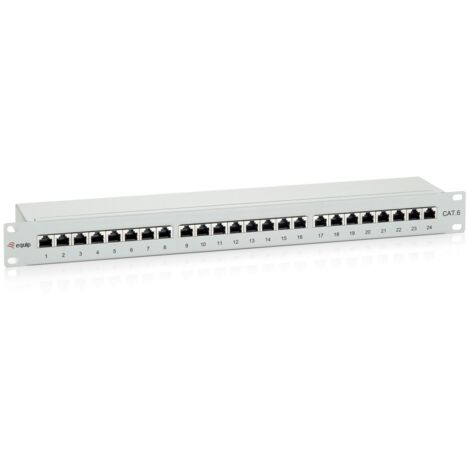 Patch panel 24 porte categoria 6 schermato colore grigio chiaro (1/5)