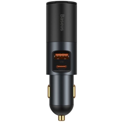 Caricabatterie USB per auto, presa accendisigari USB-C QC PD Share Together, grigio