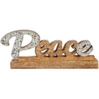 Figurina decorativa - Pace - Argentato - Legno - 6 x 13 x 31 cm