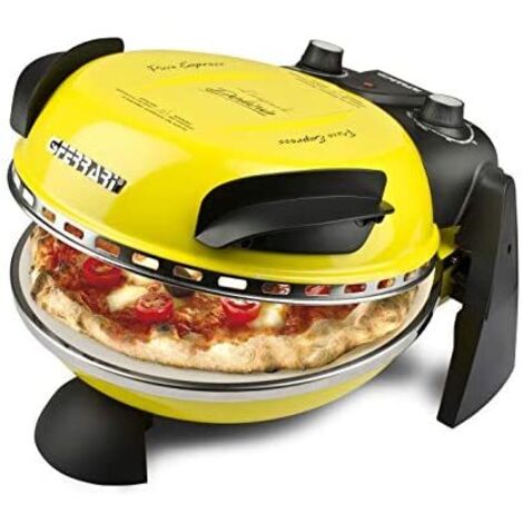 G3 Ferrari G10006 - Piedra refractaria única, Pizza Express Delizia, Horno Pizza, 1200W, 400°C, Amarillo