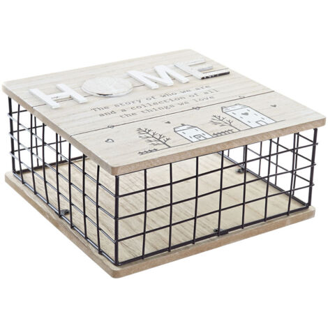 Caja decorativa - DKD Home Decor - Negra - Metal y MDF - 27 x 53 x 51 cm - Diseño contemporáneo