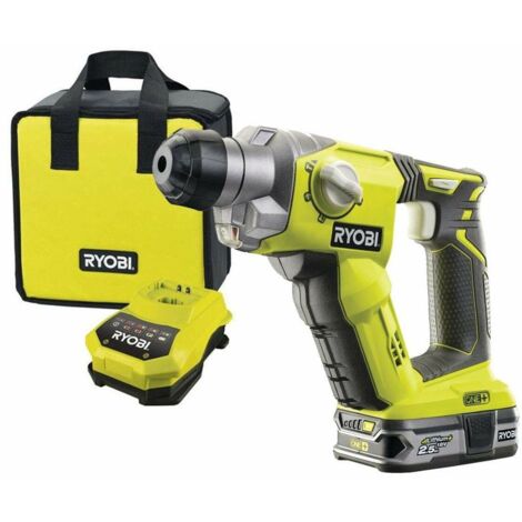 RYOBI - Perforadora ONE+ SDS+ 18V - 4 modos - 1,3 Joules Epta + batería 2,5 Ah - cargador, bolsa de transporte - R18SDS-125S