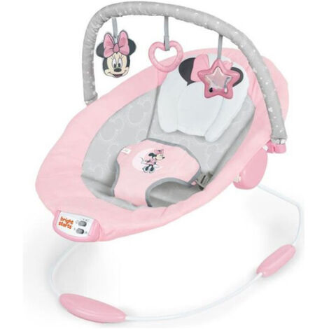 DISNEY BABY -MINNIE- Silla de bebé con arco y juguetes de estimulación Disney desmontables, 8 melodías, vibraciones calmantes, cabezal evolutivo. (1/5)