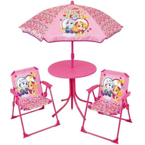 FUN HOUSE PAT'PATROUILLE GARDEN LOUNGE - 1 MESA 46X 46 CM, 2 SILLAS H.53XL.38.5XP.37.5CM Y 1 SOMBRILLA 713475