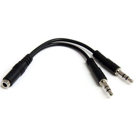 Cable divisor para auriculares/micrófono de 3,5 mm - Cable separador de 3,5 mm a 2 x 3 pines de 3,5 mm - MUYHSFMM