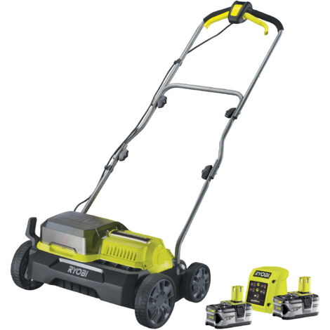 RYOBI - Escarificador/aireador Brushless 18V Ø 35 cm 2 en 1 - 2 baterías de litio + 18V 4.0 Ah y cargador - RY18SFX35A-240