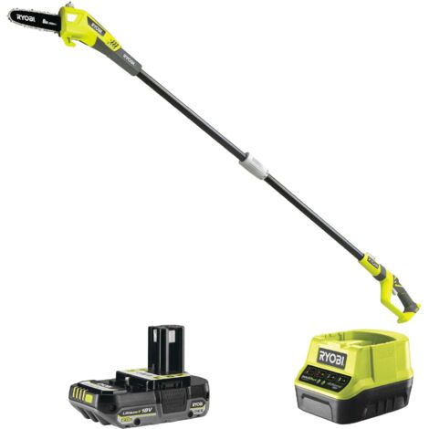 Teleskop-Astschneider 18V - RYOBI - Führung 20 cm - 5,5 m/s - Verlängerung 95 cm - 1 Lithiumbatterie 18V 2,0 Ah und 1 Ladegerät 1,5 A