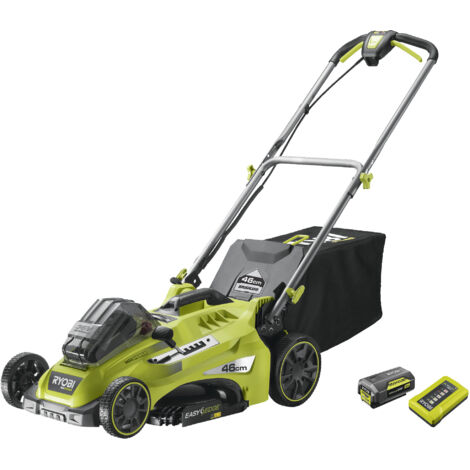 RYOBI - Rasenmäher 36V MAXPOWER Power Assist™ bürstenlos - Schnittdurchmesser 46 cm - Auffangen/Mulchen + Batterie 5 Ah & Ladegerät - RLM36X46H50PG