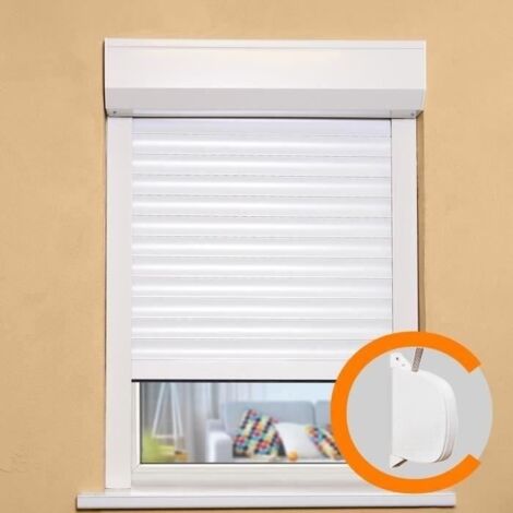 Rolladen H120 x L100 cm PVC in Breite und Höhe verstellbar - PVC - Manuelle Bedienung mit Gurt - Farbe Weiß - (1/3)