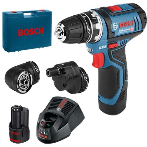 Bosch Akku-Bohrschrauber GSR 12V-15 FC, 2 x Akku GBA 12V 2.0Ah, 3 Aufsätze - 06019F6006