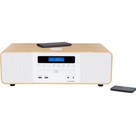 Bluetooth Kompaktanlage - THOMSON - Weiß/Induktion - FM-Radio/CD/MP3/USB, 50W, Equalizer, Fernbedienung, Netzteil 230V (1/5)