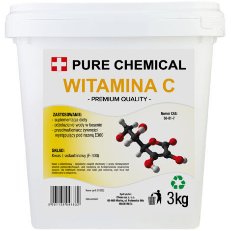 Vitamina C per piscine - Acido L-ascorbico - 3 kg - Manutenzione efficace - Acqua di cristallo