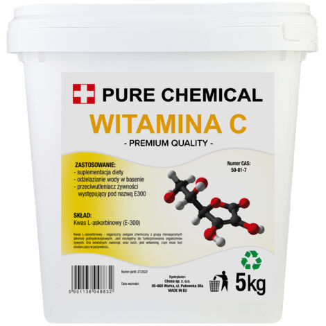 Vitamina C para piscinas - Ácido L-ascórbico - 5 kg - Elimina las impurezas - Agua cristalina