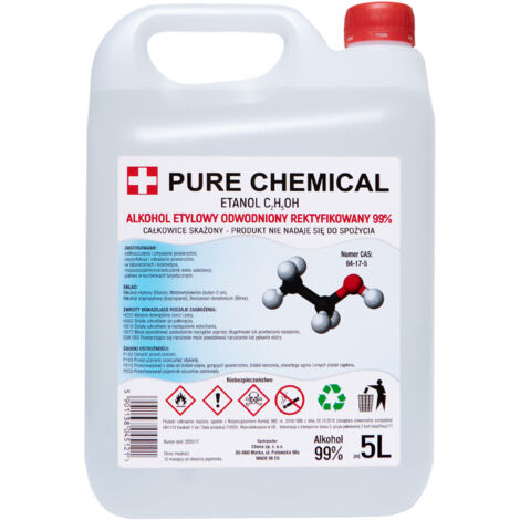Etanol 99% - 5L - Desinfectante - Desengrasante - Calidad superior - Inodoro