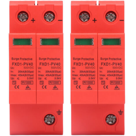 Überspannungsschutz für Photovoltaikanlagen – 2-polig, 40 kA mit Fernsignal – 2er-Pack