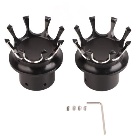 Vorderachskappen aus schwarz verchromter CNC-gefräster Aluminiumlegierung für Motorräder, Kronendesign. (1/5)