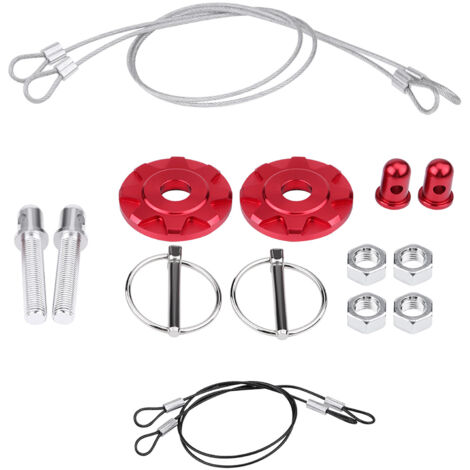 Universelles rotes CNC-Aluminium-Motorhaubenverriegelungsset für Rennwagen (1/5)