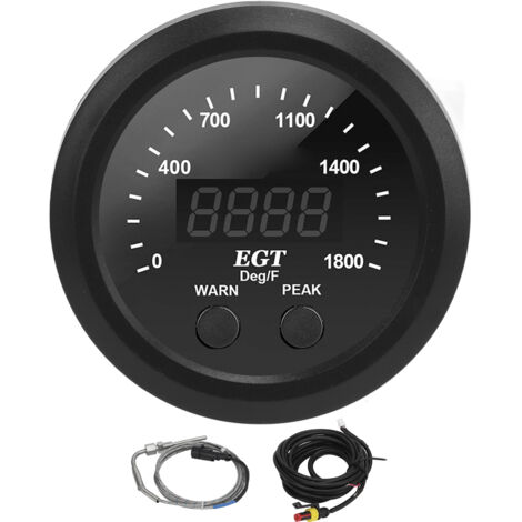 52-mm-Abgastemperaturanzeige für Autos – Rote LED-Anzeige (0-1800℉)