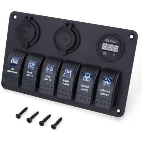 LED-Wippschalterfeld mit USB-Anschluss, Zigarettenanzünderbuchse und Voltmeter (1/5)