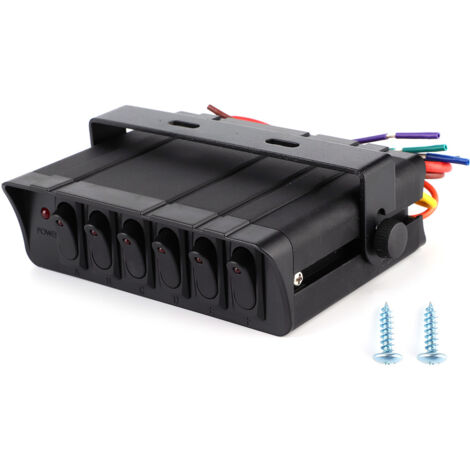 6-fach Wippschalterkasten für 12-24V Fahrzeuge, Wohnmobile und Boote (1/5)
