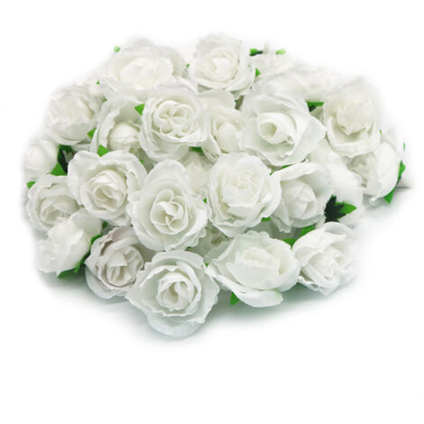 50 wiederverwendbare künstliche weiße Rosen aus Seide für Hochzeits- und Partydekorationen