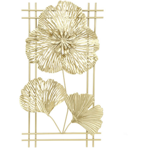 3D-Wanddeko aus Metall mit goldenem Ginkgoblatt – Wandskulptur aus Eisen für Wohnzimmer, Büro oder Inneneinrichtung