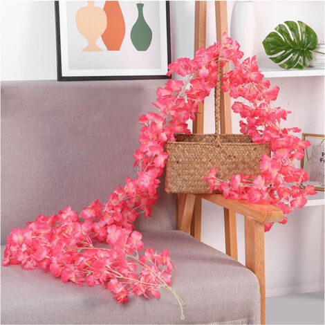 Künstliche Kirschblütengirlande, 1,8 m, rot-rosa, für Hochzeiten, Partys oder als Frühlingsdekoration fürs Wohnzimmer