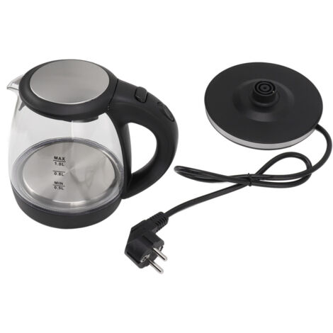 2000-W-Wasserkocher aus Glas, 1 Liter Fassungsvermögen – Automatische Abschaltung, blaue Kontrollleuchte, großes Fassungsvermögen – EU-Stecker 220–240 V